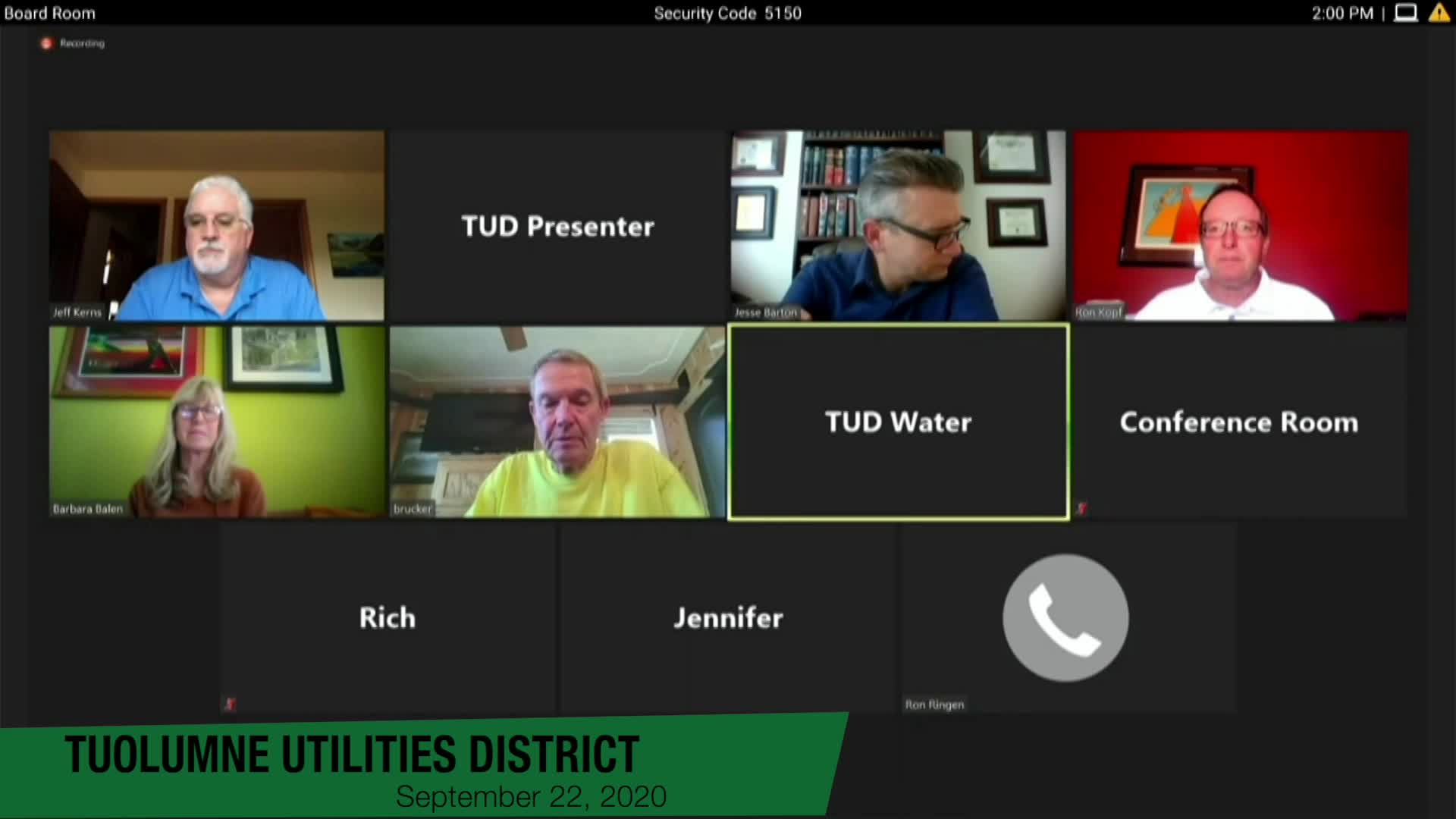 Tuolumne Utilities District - September 22, 2020