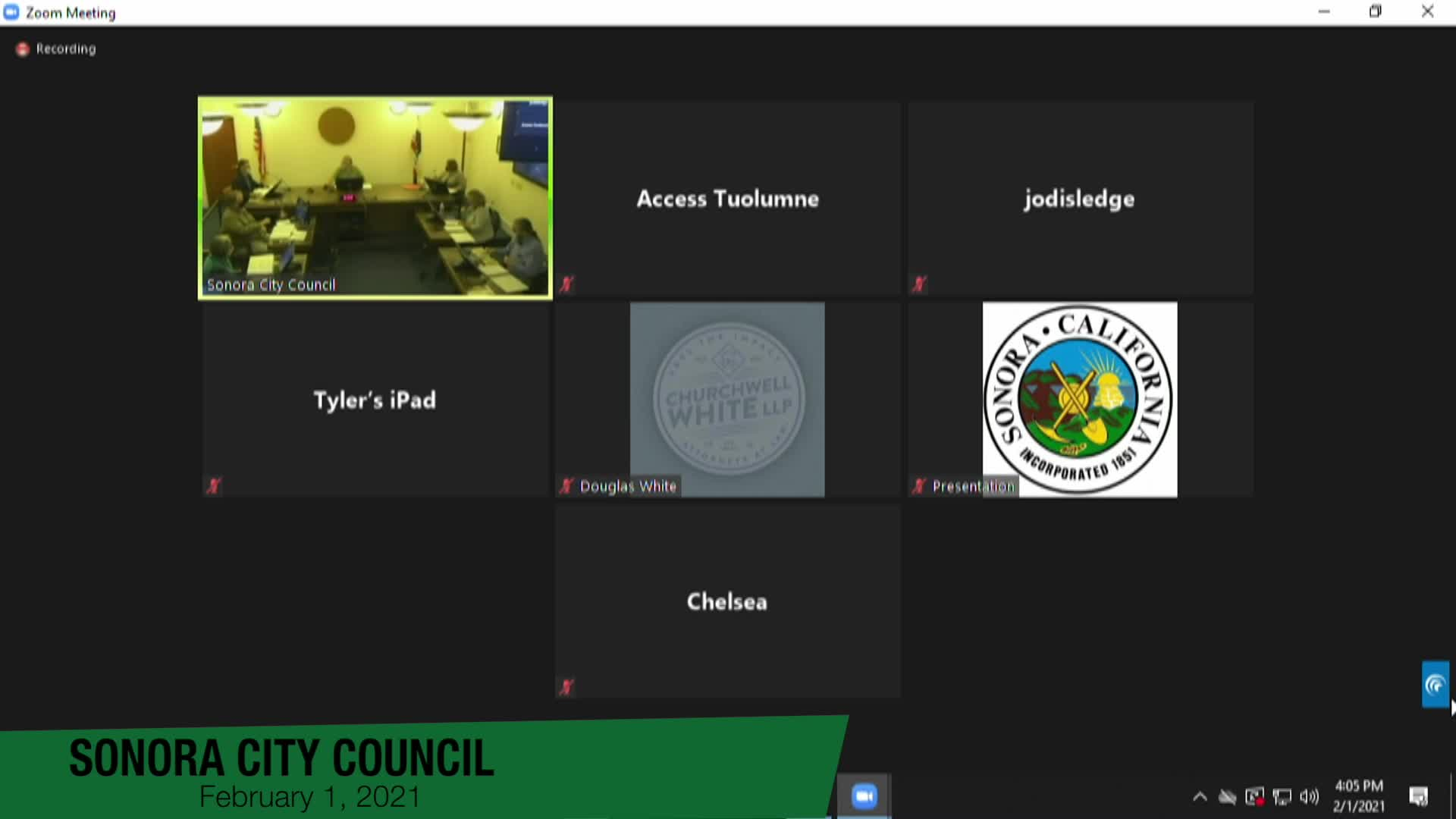 Sonora City Council - February 1, 2021