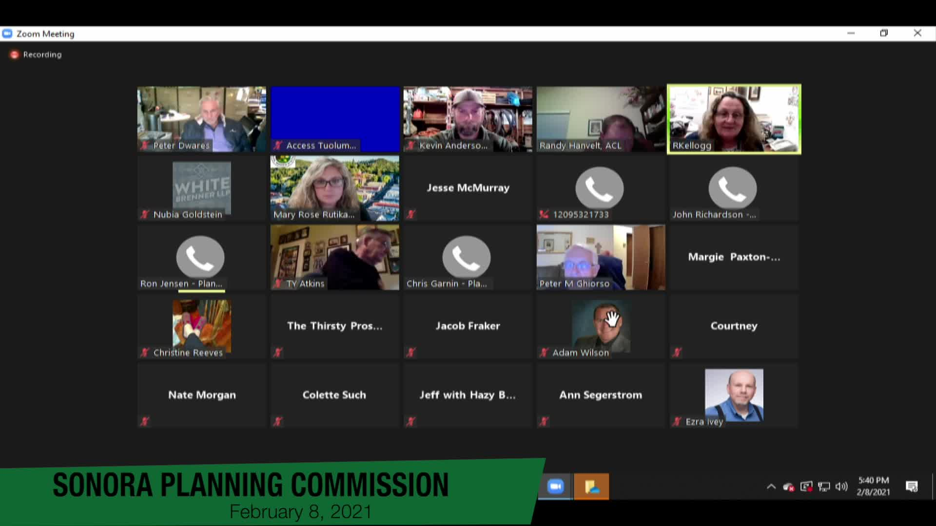 Sonora Planning Commission - February 8, 2021