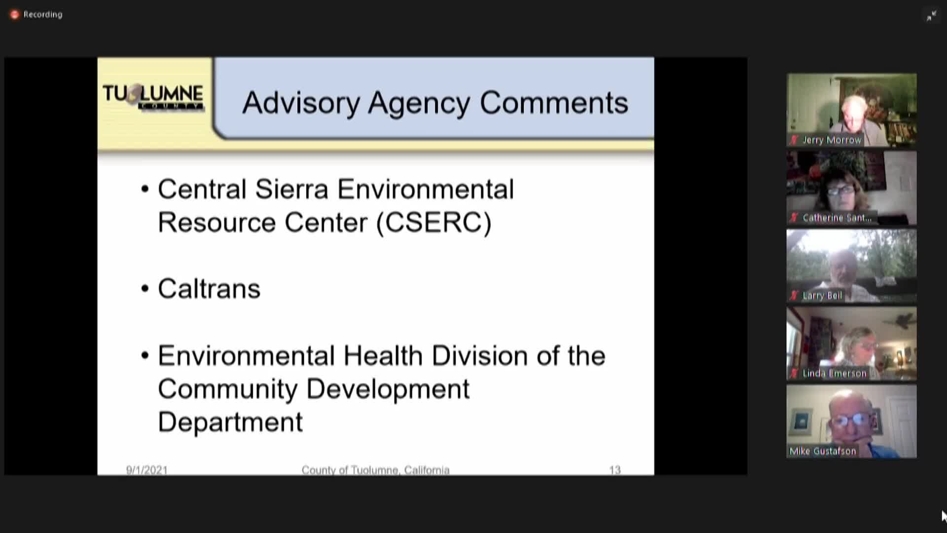 Tuolumne County Planning Commission - September 1, 2021